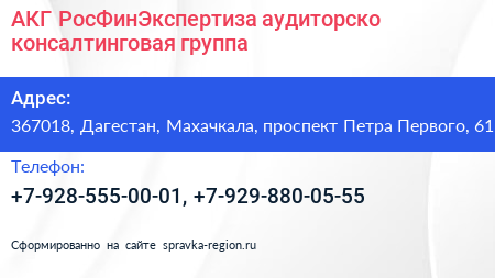 АКГ РосФинЭкспертиза аудиторско консалтинговая группа - визитка