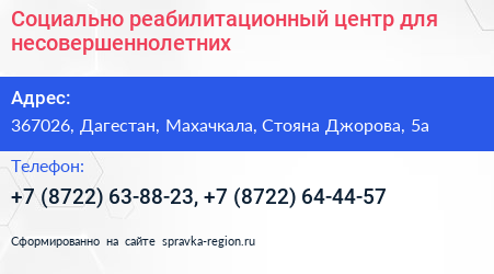 Социально реабилитационный центр для несовершеннолетних - визитка