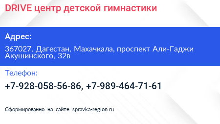 DRIVE центр детской гимнастики - визитка