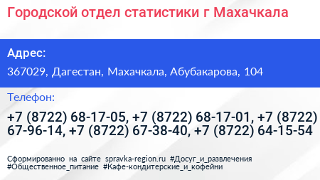 Городской отдел статистики г Махачкала - визитка