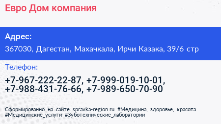 Евро Дом компания - визитка