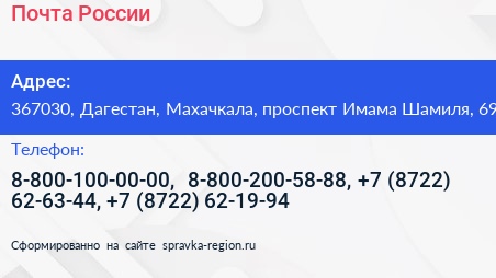 Почта России - визитка