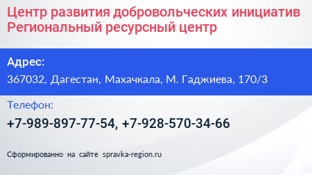 Центр развития добровольческих инициатив Региональный ресурсный центр - визитка