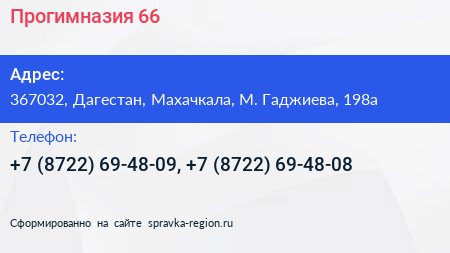 Прогимназия 66 - визитка