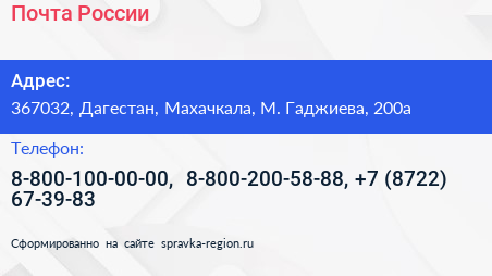 Почта России - визитка