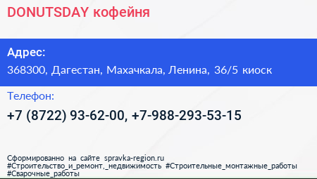 DONUTSDAY кофейня - визитка