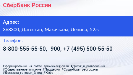 СберБанк России - визитка