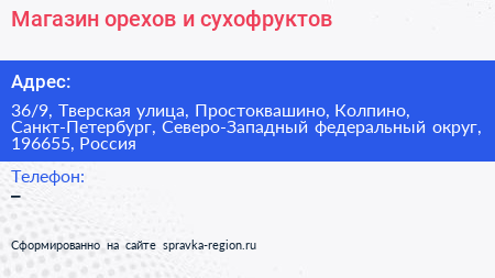 Магазин орехов и сухофруктов - визитка