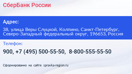 СберБанк России - визитка