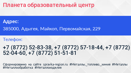 Планета образовательный центр - визитка