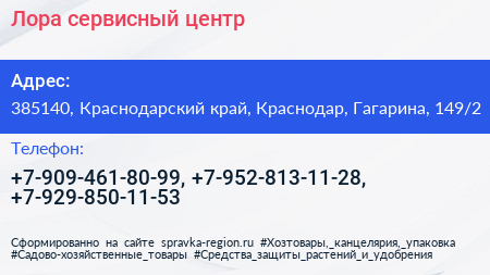 Лора сервисный центр - визитка