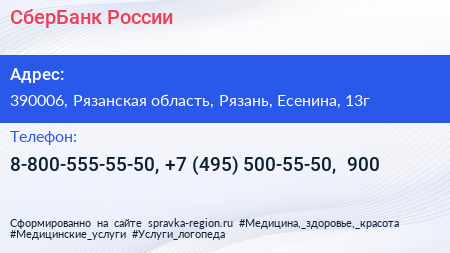 СберБанк России - визитка