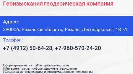 Геоизыскания геодезическая компания - визитка