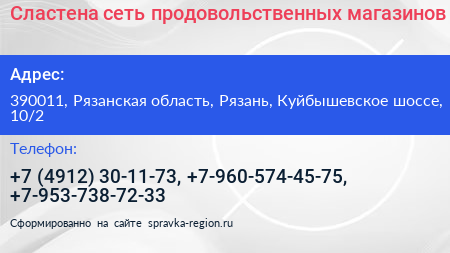 Сластена сеть продовольственных магазинов - визитка