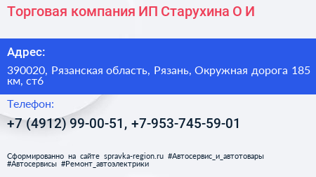 Торговая компания ИП Старухина О И  - визитка