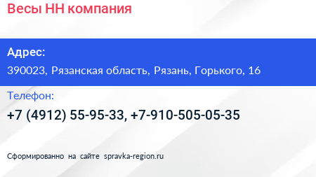 Весы НН компания - визитка