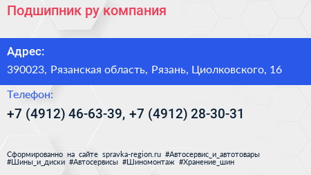 Подшипник ру компания - визитка