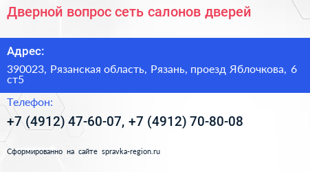 Дверной вопрос сеть салонов дверей - визитка