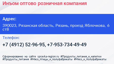 Инъом оптово розничная компания - визитка