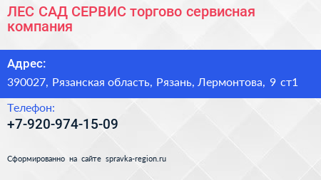ЛЕС САД СЕРВИС торгово сервисная компания - визитка