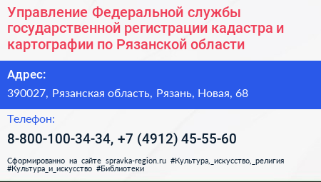 Управление Федеральной службы государственной регистрации кадастра и картографии по Рязанской области - визитка