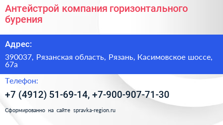 Антейстрой компания горизонтального бурения - визитка
