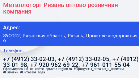 Металлоторг Рязань оптово розничная компания - визитка