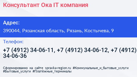 Консультант Ока IT компания - визитка