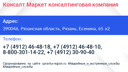 Консалт Маркет консалтинговая компания - визитка