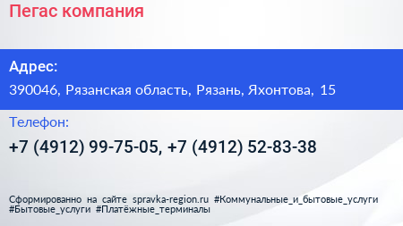 Пегас компания - визитка