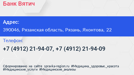 Банк Вятич - визитка