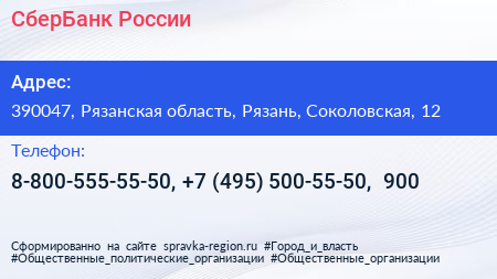 СберБанк России - визитка