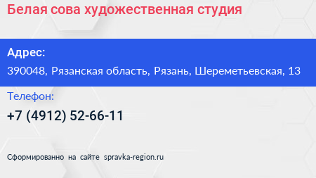 Белая сова художественная студия - визитка
