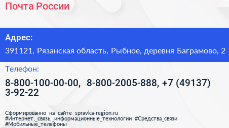 Почта России - визитка