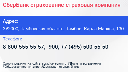 СберБанк страхование страховая компания - визитка