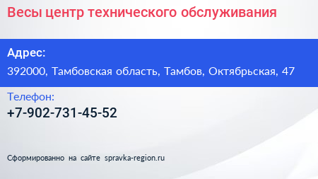 Нажмите, чтобы скачать визитку Весы центр технического обслуживания - визитка