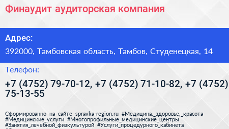 Финаудит аудиторская компания - визитка