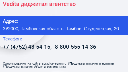 Vedita диджитал агентство - визитка