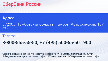 СберБанк России - визитка