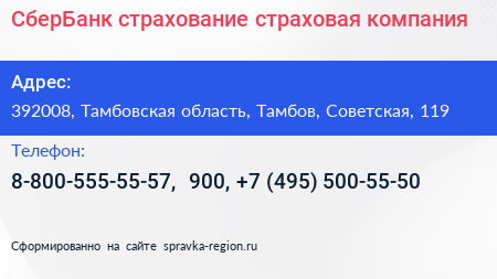 СберБанк страхование страховая компания - визитка