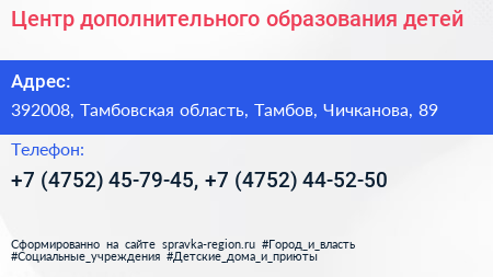 Центр дополнительного образования детей - визитка
