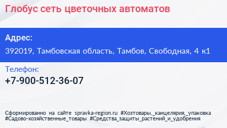 Нажмите, чтобы скачать визитку Глобус сеть цветочных автоматов - визитка