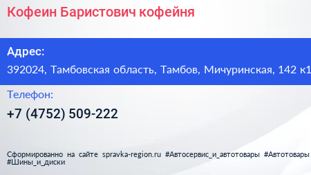 Кофеин Баристович кофейня - визитка