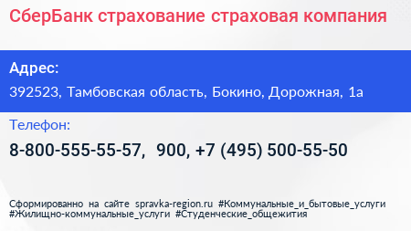 СберБанк страхование страховая компания - визитка