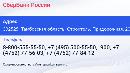 СберБанк России - визитка