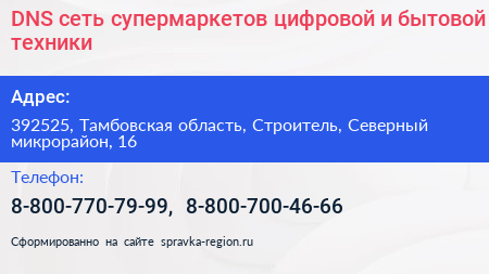 DNS сеть супермаркетов цифровой и бытовой техники - визитка