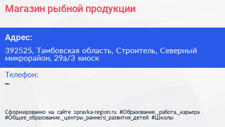 Магазин рыбной продукции - визитка