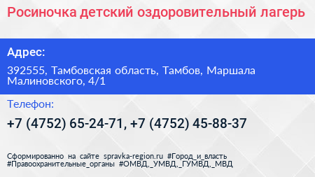 Росиночка детский оздоровительный лагерь - визитка