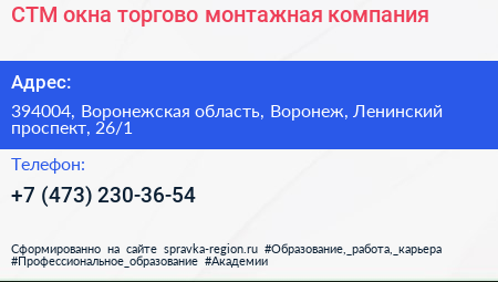 СТМ окна торгово монтажная компания - визитка