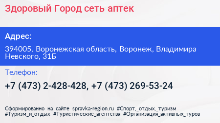 Здоровый Город сеть аптек - визитка